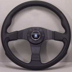 Volante sportivo a 3 razze Nardi Leader, 350mm, pelle, piatto, nero