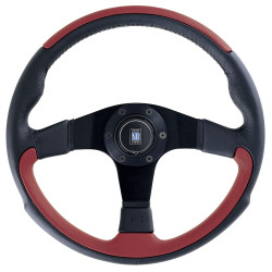 Volante sportivo a 3 razze Nardi Leader, 350mm, pelle, piatto, nero/rosso