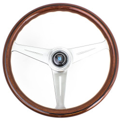 Volante sportivo a 3 razze Nardi Classic ND39, 390mm, legno, calice 45mm, marrone/argento