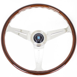 Volante sportivo a 3 razze Nardi Classic ND39, 390mm, legno, calice 25mm, marrone/cromo