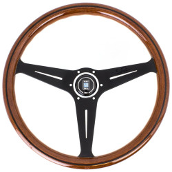 Volante sportivo a 3 razze Nardi Classic ND39, 390mm, legno, calice 30mm, marrone/nero