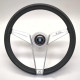 Volanti Volante sportivo a 3 razze Nardi Novantesimo, 355mm, pelle, anello centrale bianco, piatto, nero/argento | race-shop.it
