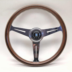 Volante sportivo a 3 razze Nardi Classic ND36, 360mm, legno, piatto, marrone/cromo