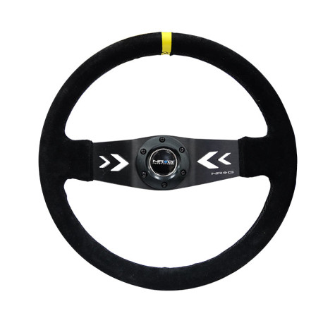 Volanti NRG 2-spoke suede steering wheel (350mm), yellow mark | race-shop.it