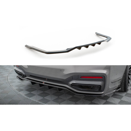 Body kit e accessori visivi MAXTON DESIGN splitter posteriore per BMW 7 G11 M-Pack Facelift (con barre verticali), nero lucido, V2 | race-shop.it