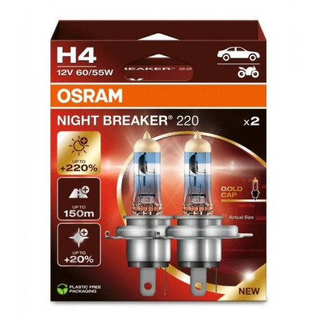 Lampadine e luci allo xeno Osram lampade per fari alogeni NIGHT BREAKER 220 H4 (2pcs) | race-shop.it