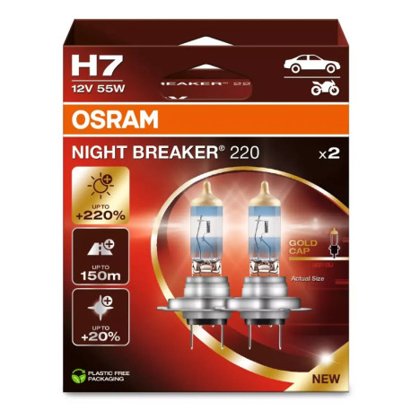 Lampadine e luci allo xeno Osram lampade per fari alogeni NIGHT BREAKER 220 H7 (2pcs) | race-shop.it