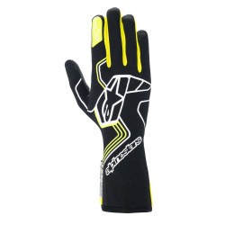 Guanti da gara omologati FIA Alpinestars Tech-1 Race V4 (cuciture esterne), nero/giallo fluo