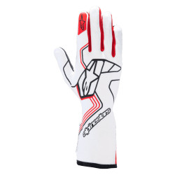 Guanti da gara omologati FIA Alpinestars Tech-1 Race V4 (cuciture esterne), bianco/rosso