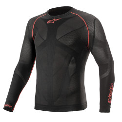 Maglia da karting a maniche lunghe ALPINESTARS RIDE TECH V2, nero/rosso