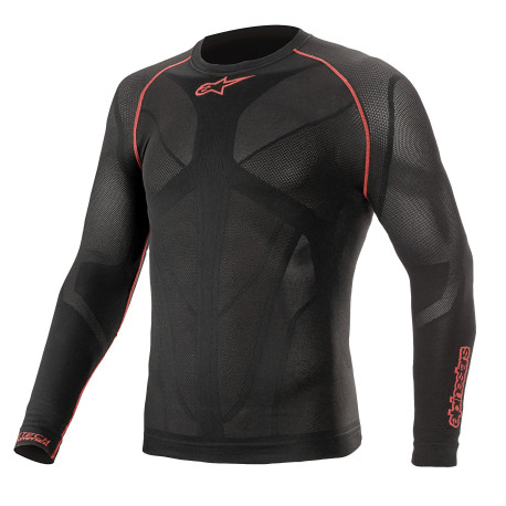 Abbigliamento intimo Alpinestars Ride Tech V2 Top intimo a maniche lunghe per estate, Nero/Rosso | race-shop.it