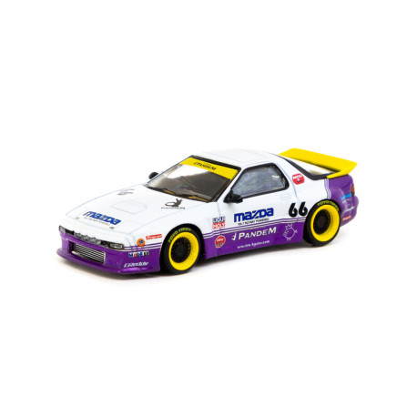 Modelli dell'auto Tarmac Works 1/64 - Pandem Mazda RX-7 FC3S | White / Purple | race-shop.it