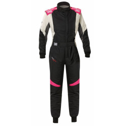 Tuta da corsa omologata FIA OMP FIRST EVO ELLE my2025, blu navy/nero/fucsia