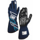 Guanti da gara OMP ONE-S my2025 con omologazione FIA (cuciture esterne), blu navy/ciano