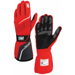 Guanti da gara omologati FIA OMP TECNICA (cuciture esterne), rosso/nero
