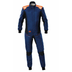 Tuta da corsa omologata FIA OMP TECNICA SuperLight, blu navy/fluo/arancione