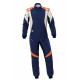 Tuta da corsa omologata FIA OMP FIRST EVO my2025, blu navy/fluo/arancione
