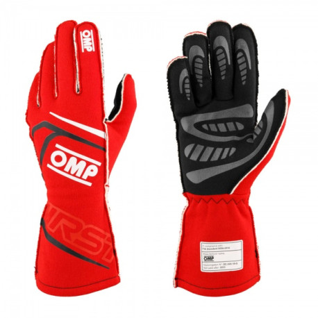 Guanti Guanti da gara OMP FIRST my2025 con omologazione FIA (cuciture esterne), rosso | race-shop.it