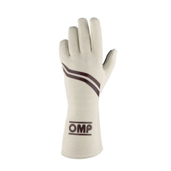 Guanti da gara omologati FIA OMP DIJON (cuciture interne), crema/marrone
