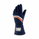 Guanti da gara OMP DIJON my2025 con FIA (cucitura interna) Blu navy con strisce bianche/arancioni