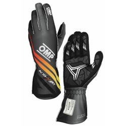Guanti da karting OMP KS-X ART (cuciture esterne), nero/giallo/rosso