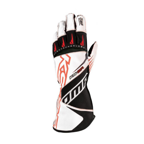 Guanti Guanti da karting OMP KS-2R (cuciture esterne), bianco/nero/rosso | race-shop.it