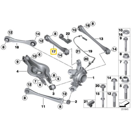 BMW IRP bracci superiori posteriori con camber regolabile BMW F2x, F3x (non M modelli) 245mm | race-shop.it