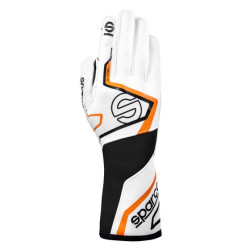 Guanti da karting omologati FIA Sparco K-TIDE+ (cuciture esterne), bianco/arancione/nero