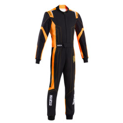 Tuta da karting per bambini omologata CIK-FIA SPARCO THUNDER K48 ADV, nero/fluo/arancione