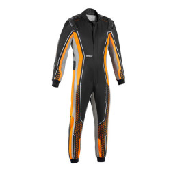Tuta da karting per bambini omologata CIK-FIA SPARCO SUPERLEGGERA-K, nero/fluo/arancione