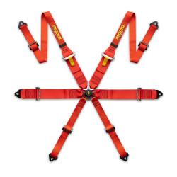 FIA FHR 6 point safety belts MOMO PRO DRIVER 3" (76 mm), red