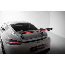 MAXTON DESIGN ala in carbonio con attacco swan superiore + LED per Porsche 718 Cayman 982c, V1