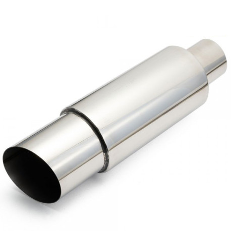 A parete singola - rotondo Silenziatore universale RACES Chrome 89mm, ingresso 3" (76mm) | race-shop.it
