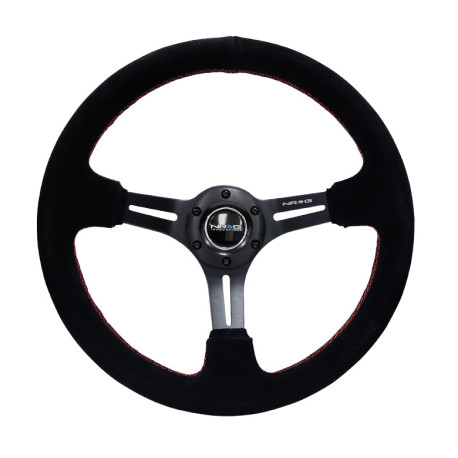 Volanti NRG Volante a 3 razze in pelle scamosciata rinforzato con fessure, (350mm), nero | race-shop.it