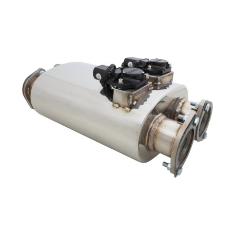 Silenziatori universali con la valvola Varex exhaust valve muffler 6"x10"x16" Flanged Inlet 3", Twin Flanged Outlet 3" | race-shop.it