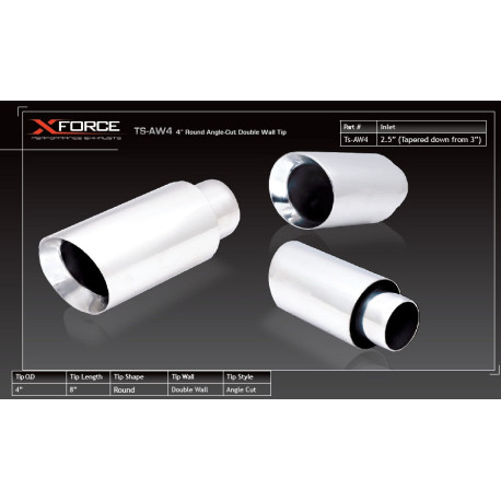 With one outlet 2.5" Inlet, 4″ Double Wall Round Angle Cut Tip (expandable),304 Stainless Steel | race-shop.it