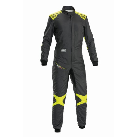 Tute Tuta da corsa omologata FIA OMP ONE EVO Air, grigio/fluo/giallo | race-shop.it