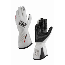 Guanti da gara OMP ONE EVO FX my2026 con FIA (cuciture esterne), bianco