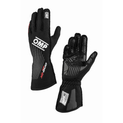 Guanti da gara omologati FIA OMP ONE EVO FX my2026 (cuciture esterne), nero