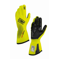 Guanti da gara OMP ONE EVO FX my2026 con FIA (cuciture esterne), giallo fluo