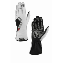 Guanti da karting OMP KS-3 my2026 (cuciture esterne), bianco/nero