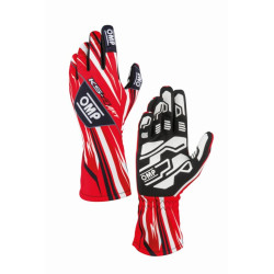 Guanti da karting OMP KS-4 ART my2026 (cuciture interne), rosso/bianco