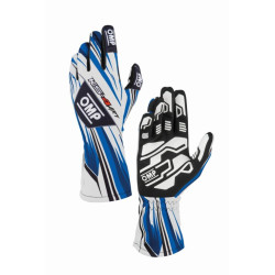 Guanti da karting OMP KS-4 ART my2026 (cuciture interne), bianco/blu