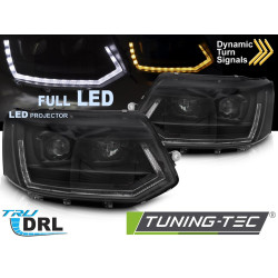 Fari FULL LED TUBE LIGHT T6 LOOK neri DRL SEQ compatibili con VW T5 10-15
