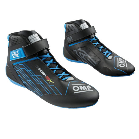 Scarpe Scarpe da karting per bambini omologate FIA OMP KS-2X, nero/ciano | race-shop.it