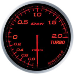DEFI ADVANCE gauge, boost pressure 0 - 2 BAR, amber red