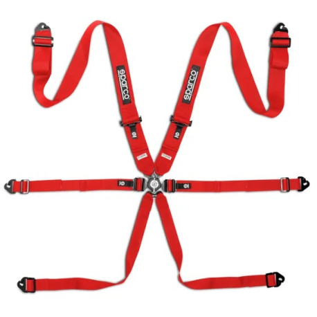 Cinture di sicurezza e accessori FIA 6 point safety belts SPARCO COMPETITION H-3 PD STEEL my2026, red | race-shop.it