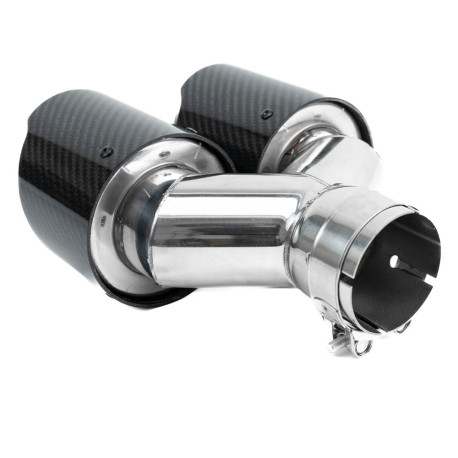 A due uscite Terminale scarico RACES CARBON 2x89mm, ingresso 63.5mm - Lucido | race-shop.it