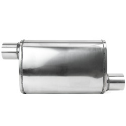 RACES 303 stainless chambered central silencer, inlet/outlet 2,75" (70mm)
