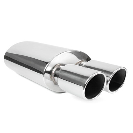 Con finale doppio Muffler RACES 17, inlet 2,5" (63mm) SS304 | race-shop.it